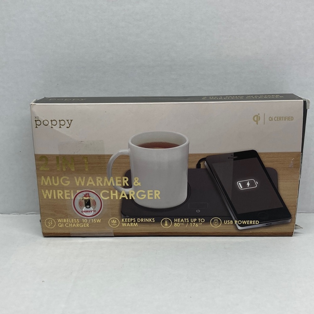 XO Poppy‎ Mug Warmer and Wireless Charger New Open Box